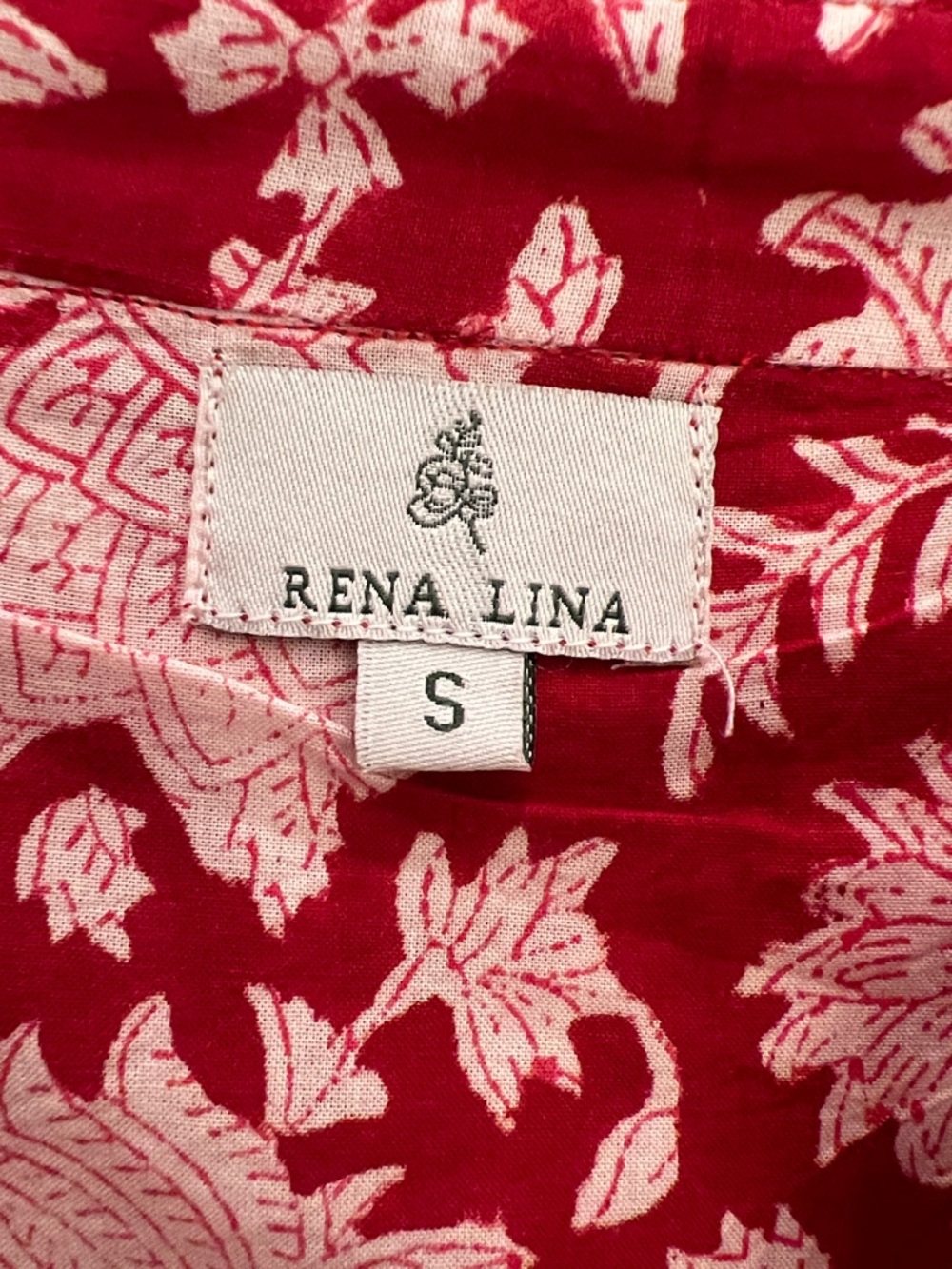 Rena Lina Red Floral Maxi Dress with V-Neck and Puff Sleeves - Picture 2 of 3